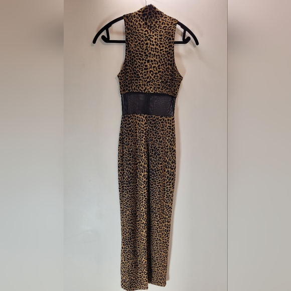 Vintage Caché Leopard Print Halter Dress with Mesh Detail- Size 4 - Picture 4 of 6